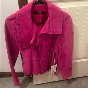 Versace Jeans Collection Women's Fuchsia Suede Moto Jacket